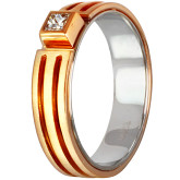 Кольцо двойное из бело-рыжего золота с бриллиантом из коллекции "Двойные обручальные кольца" R3864-4797 (242)