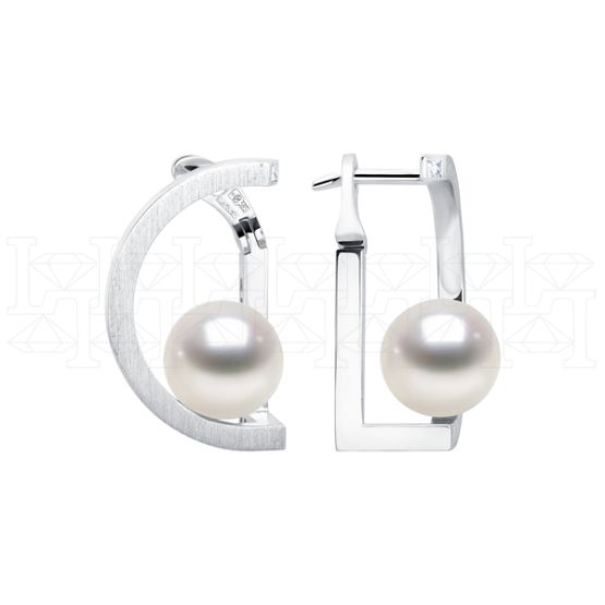Фото - Серьги из белого золота с жемчугом и бриллиантами из коллекции "Завтрак у Тиффани" E8734-16242 (662)