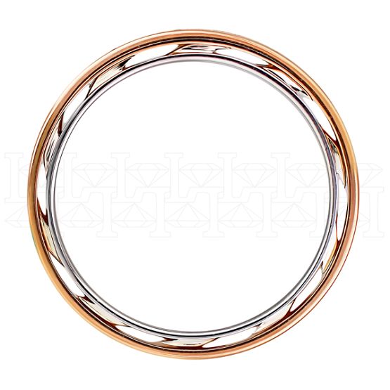 Фото - Кольцо обручальное из бело-рыжего золота с бриллиантом из коллекции "Парные обручальные кольца" R4701-5677 (210)