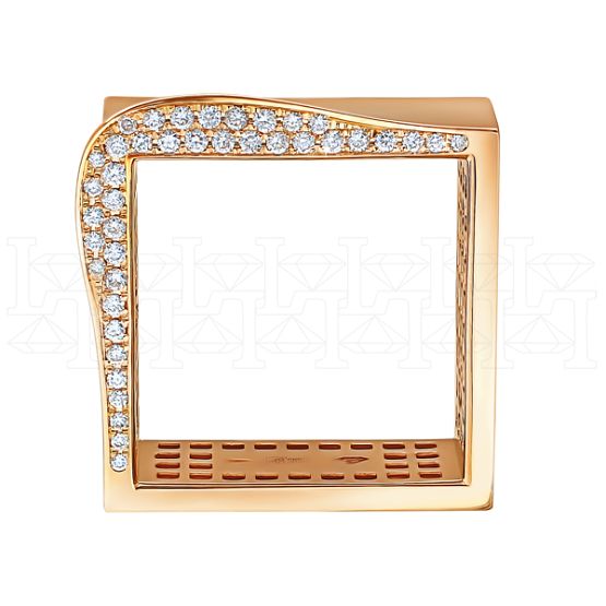 Фото - Кольцо квадратное из рыжего золота с бриллиантами R7308-10036 (808)