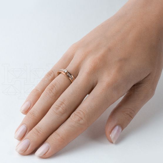 Фото - Кольцо из рыжего золота с бриллиантами из коллекции "Обручальные кольца с дорожкой" R16417 (241)