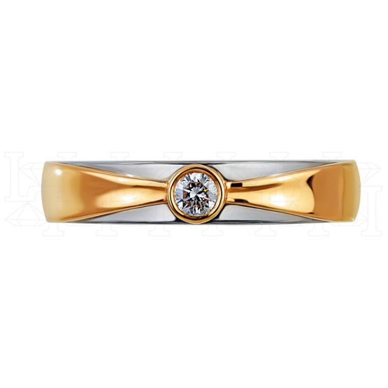 Фото - Кольцо двойное из цветного золота с бриллиантом из коллекции "Двойные обручальные кольца" R2497-3170 (242)