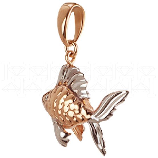 Фото - Подвеска рыбка из цветного золота с бриллиантами P2309-3741 (194)