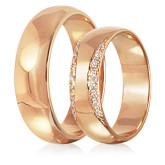 Кольцо обручальное из рыжего золота с бриллиантом из коллекции "Парные обручальные кольца" R4177-4822 (210)