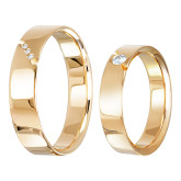 Кольцо обручальное из рыжего золота с бриллиантом из коллекции "Парные обручальные кольца" R4002-4752 (210)