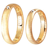 Кольцо обручальное из рыжего золота с бриллиантом из коллекции "Парные обручальные кольца" R4179-4995 (210)