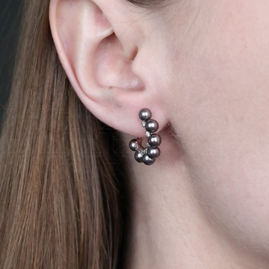 Фото - Серьги из белого золота с жемчугом и бриллиантами из коллекции "Завтрак у Тиффани" E10022-15704 (662)