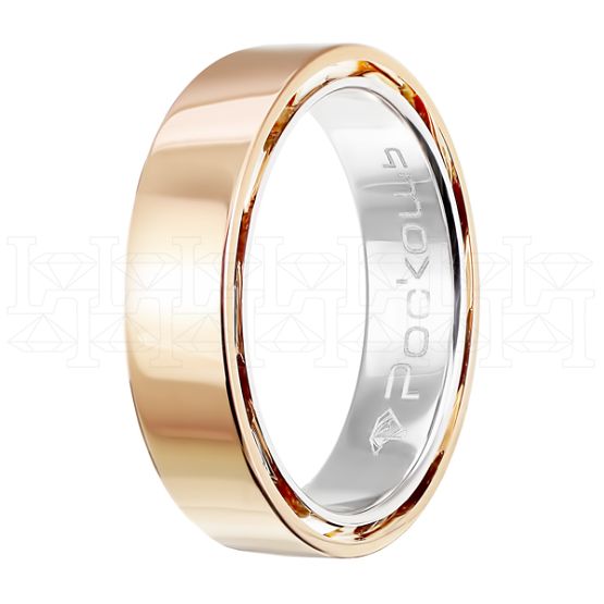 Фото - Кольцо обручальное из бело-рыжего золота с бриллиантом из коллекции "Парные обручальные кольца" R4701-5677 (210)