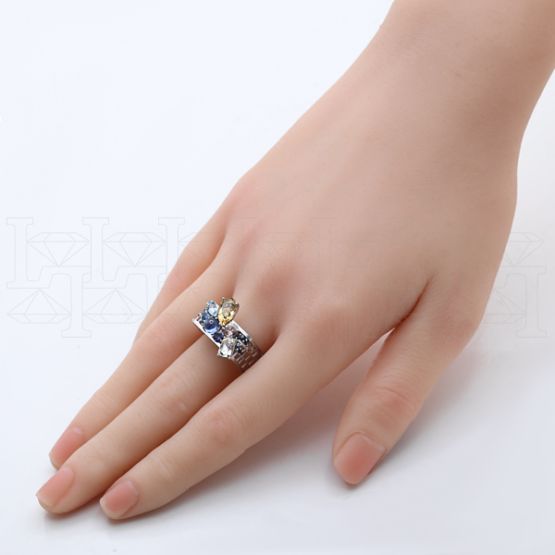 Фото - Кольцо квадратное из белого золота с цитрином из коллекции "Город порт" R10230-16175 (451)