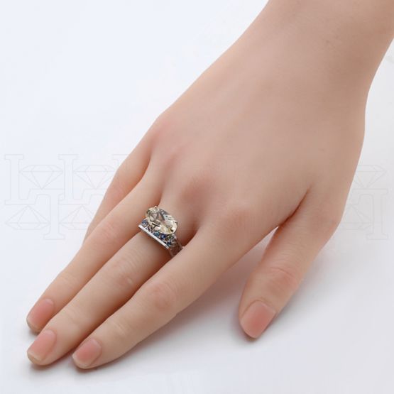 Фото - Кольцо квадратное из белого золота с цитрином из коллекции "Город порт" R8426-16105 (451)