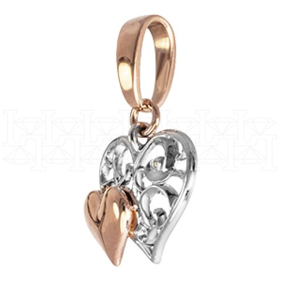 Фото - Подвеска сердце из цветного золота с бриллиантом P3954-4638 (193)