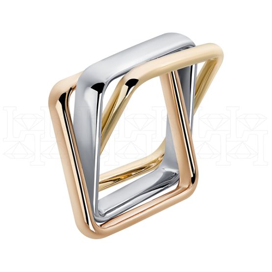 Фото - Кольцо квадратное из цветного золота из коллекции "тринити" R9895-15359 (244)