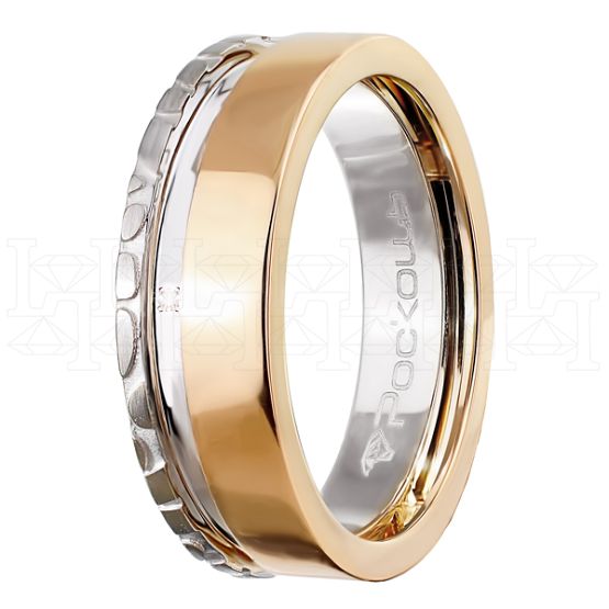Фото - Кольцо обручальное из бело-рыжего золота с бриллиантом из коллекции "Парные обручальные кольца" R4162-5210-01 (210)