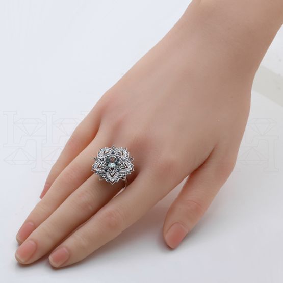 Фото - Кольцо из белого золота с бериллом и бриллиантами из коллекции "786" R10075-15827 (786)