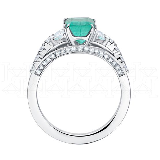 Фото - Кольцо из белого золота с изумрудом и бриллиантами из коллекции "580" R9499-15499 (580)