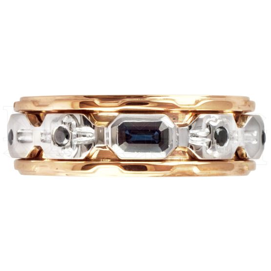 Фото - Кольцо из цветного золота с сапфиром и черными бриллиантами из коллекции "Современные" R3068-4453 (332)