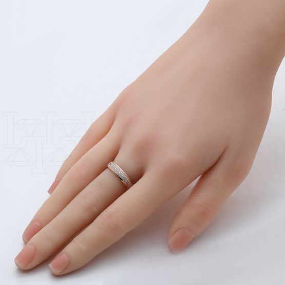 Фото - Кольцо квадратное из белого золота с бриллиантами из коллекции "Обручальные кольца с дорожкой" R4724-6034 (241)