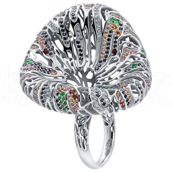 Фото - Кольцо из белого золота с цветными сапфирами из коллекции "Мутабор" R10071-15863 (762)