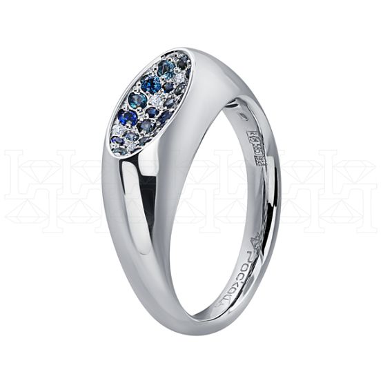 Фото - Кольцо из белого золота с цветными сапфирами и бриллиантами R9859-15310 (453)