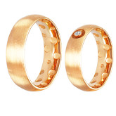 Кольцо обручальное из рыжего золота с бриллиантом из коллекции "Парные обручальные кольца" R4029-4690С (210)
