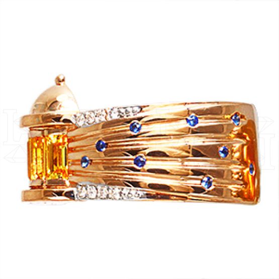 Фото - Кольцо из рыжего золота с цветными сапфирами и бриллиантами из коллекции "Побережье" R3504-4478 (480)