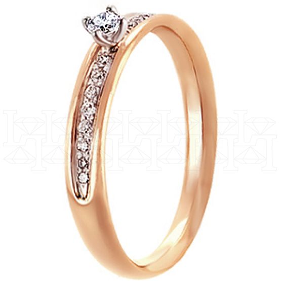 Фото - Кольцо из рыжего золота с бриллиантом из коллекции "Обручальные кольца с дорожкой" R3220-3979 (241)