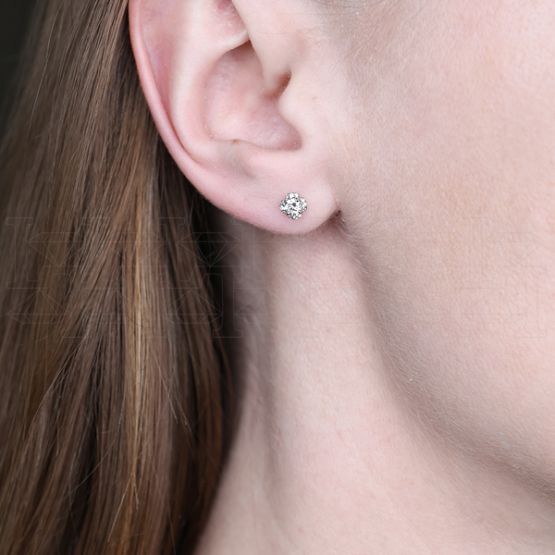 Фото - Серьги пуссеты из белого золота с бриллиантами из коллекции "786" G10186-16058 (786)