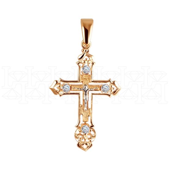 Фото - Подвеска крест из рыжего золота с бриллиантами X3563-4326 (181)