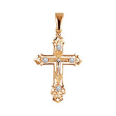 Подвеска крест из рыжего золота с бриллиантами X3563-4326 (181)