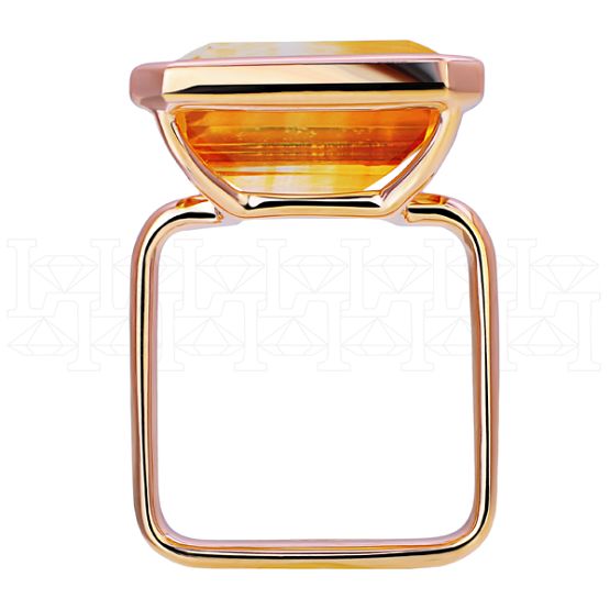 Фото - Кольцо квадратное из рыжего золота с цитрином из коллекции "Акварель" R7942-10951 (420)