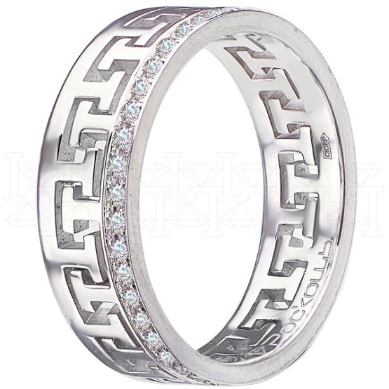 Фото - Кольцо обручальное из белого золота с бриллиантами из коллекции "Обручальные кольца с дорожкой" R4319-5242 (241)