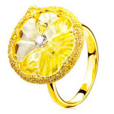 Кольцо из желтого золота с бриллиантом из коллекции "Забава" VDR.H6161 (716)