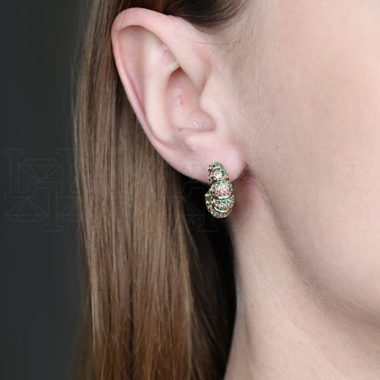 Фото - Серьги из цветного золота с тсаворитами из коллекции "Мутабор" E10064-15866 (762)