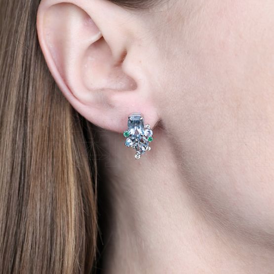 Фото - Серьги пуссеты из белого золота с аквамаринами и бриллиантами из коллекции "Акварель" G9968-15580 (420)