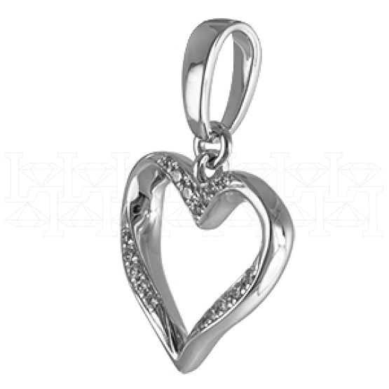 Фото - Подвеска сердце из белого золота с бриллиантами P3945-4590 (193)