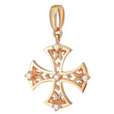 Подвеска крест из рыжего золота с бриллиантами P3905-4653 (181)
