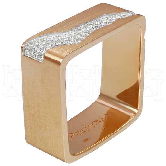 Фото - Кольцо квадратное из рыжего золота с бриллиантами из коллекции "Парные обручальные кольца" R4015-4872 (210)