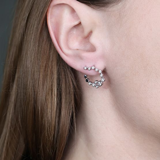 Фото - Серьги конго из белого золота с бриллиантами из коллекции "Чистая линия" E9187-16136 (781)