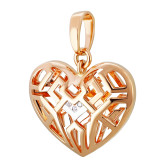 Подвеска сердце из рыжего золота с бриллиантами P3568-4692 (193)