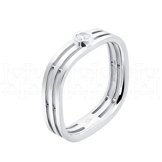 Фото - Кольцо квадратное из белого золота с пикированным бриллиантом из коллекции "Современные" R7182-13231 (332)