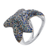 Кольцо из белого золота с цветными сапфирами R9885-15347 (453)