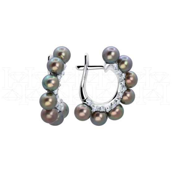 Фото - Серьги из белого золота с жемчугом и бриллиантами из коллекции "Завтрак у Тиффани" E10022-15705 (662)