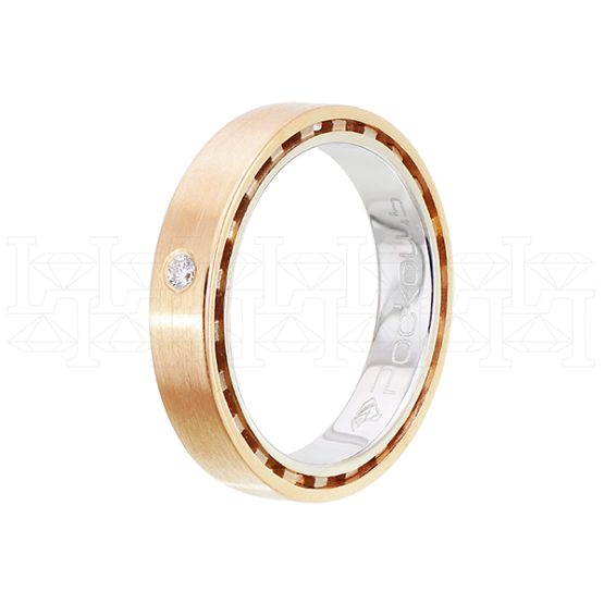 Фото - Кольцо обручальное из бело-рыжего золота с бриллиантом из коллекции "Парные обручальные кольца" R4717-5648 (210)