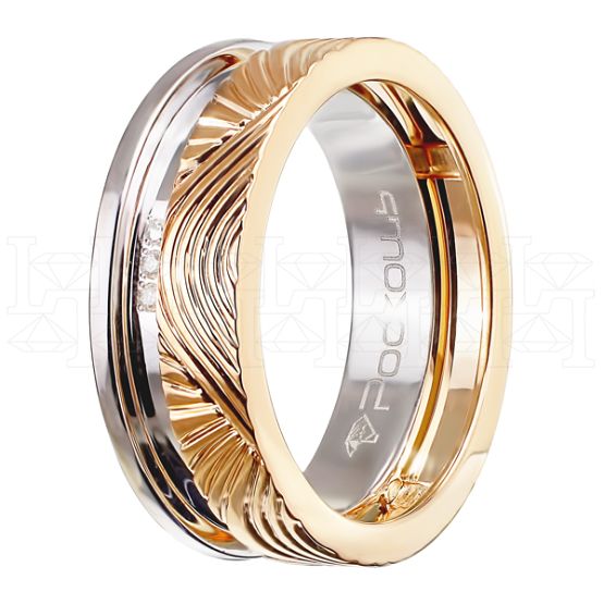 Фото - Кольцо обручальное из рыже-белого золота с бриллиантами из коллекции "Парные обручальные кольца" R4161-4870-01 (210)