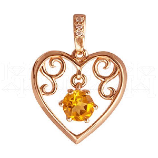 Фото - Подвеска сердце из белого золота с сапфиром и бриллиантами P3003-4360 (193)