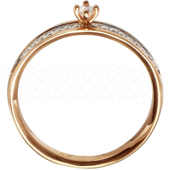 Фото - Кольцо из рыжего золота с бриллиантом из коллекции "Обручальные кольца с дорожкой" R3220-4235 (241)