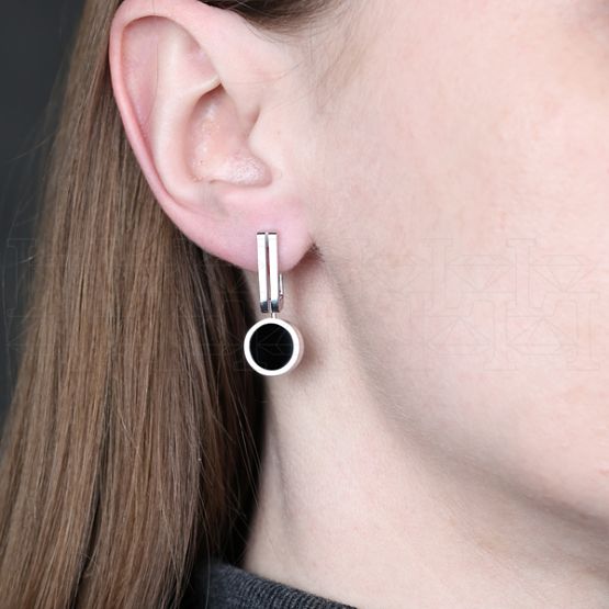 Фото - Серьги из белого золота с ониксом E9514-14176 (810)