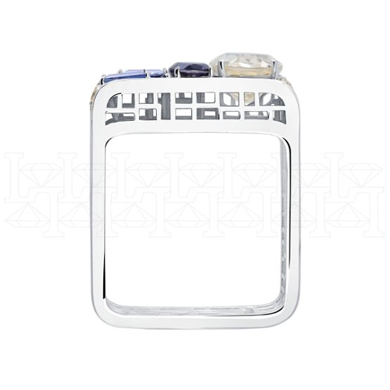 Фото - Кольцо квадратное из белого золота с цитрином из коллекции "Город порт" R10236-16200 (451)