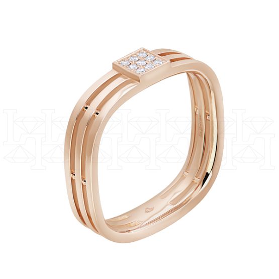 Фото - Кольцо квадратное из рыжего золота с бриллиантами из коллекции "Современные" R7182-9856 (332)