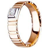 Кольцо обручальное из рыжего золота с бриллиантом из коллекции "Обручальные кольца с  одним бриллиантом" R1866-2354 (243)